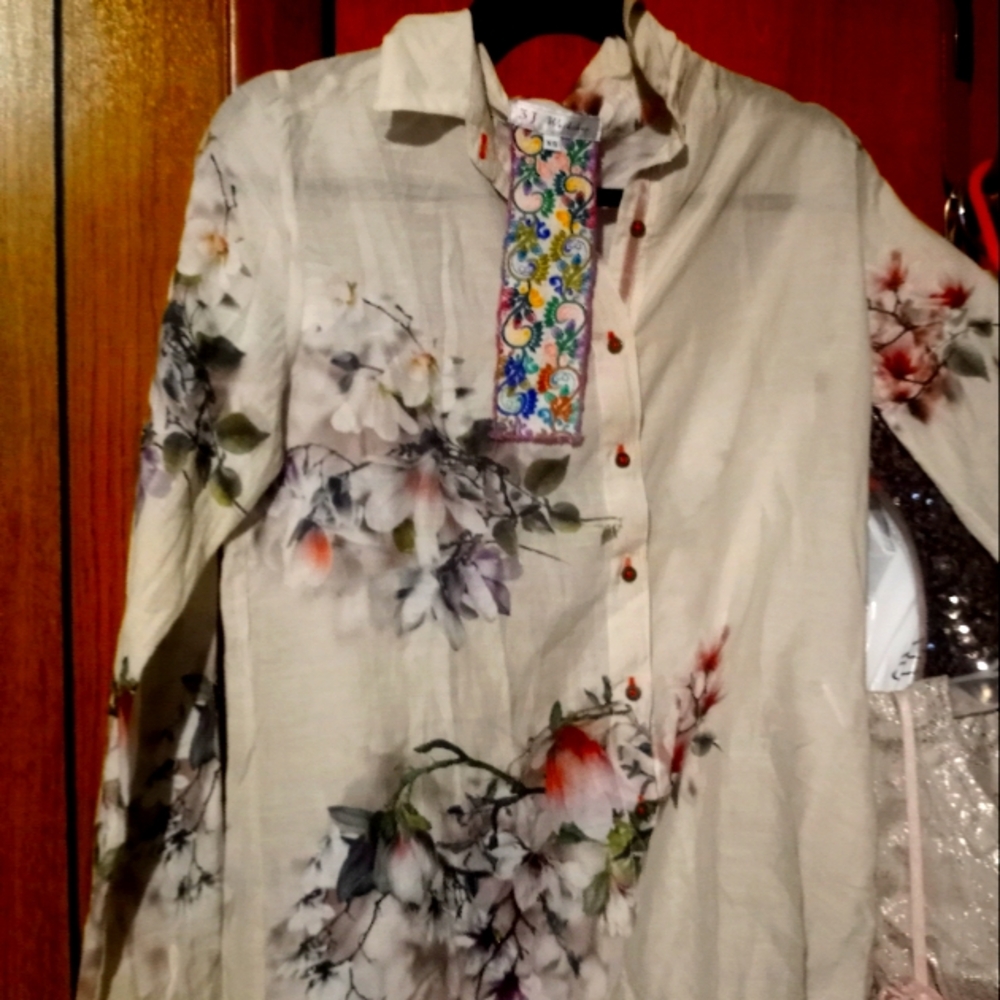 Johnny Was 3J workshop long sleeves blouse XS